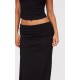 Black Foldover Cotton Maxi Skirt