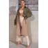 Khaki Contrast Oversized Belted Midi Trench Coat