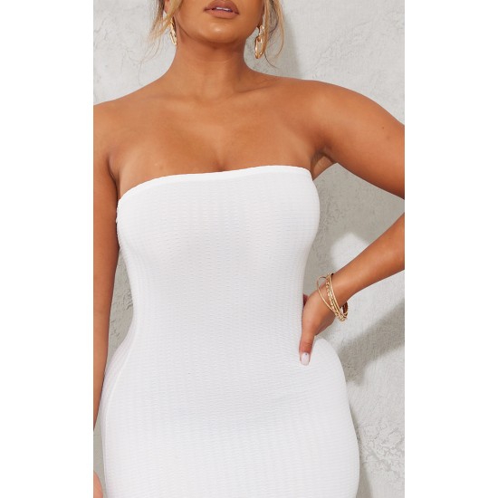 Shape White Textured Bandeau Midaxi Dress