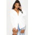 Plus White Faux Suede Cargo Ruched Waist Shirt