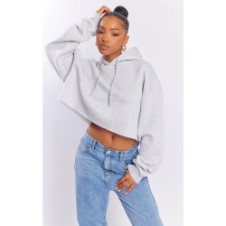 Ash Grey Oversized Cropped Sweat Hoodie