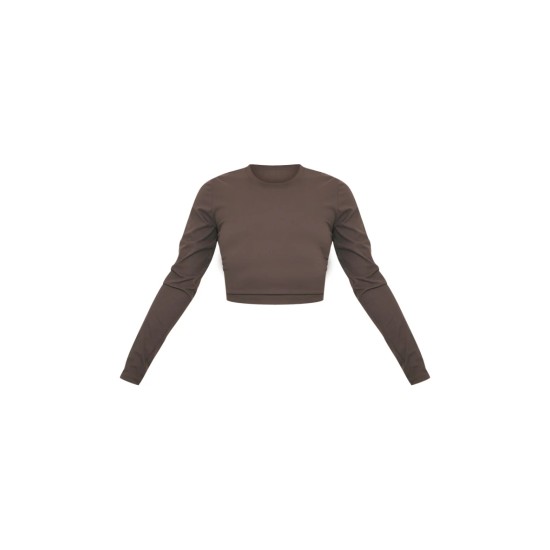 Espresso Sculpt Long Sleeve Crop Gym Top