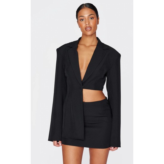 Tall Black Tailored A-line Mini Skirt