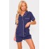 Navy Jersey Piping Detail Short PJ Set